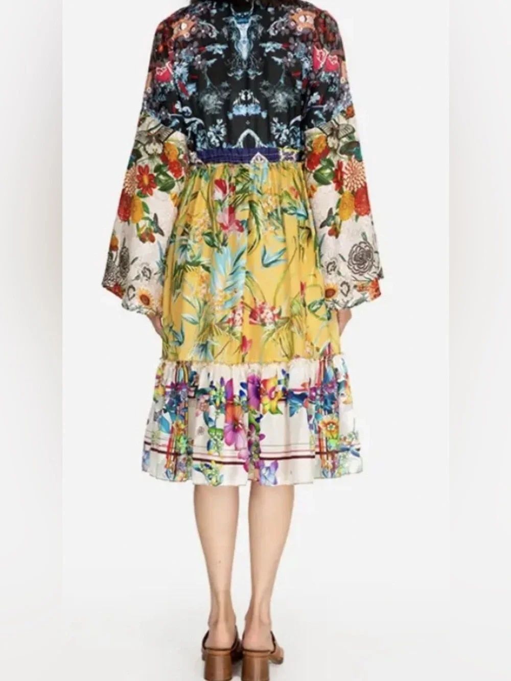 JOHNNY WAS DARI DRESS 100% SILK FLOWING CHIC VIBRANT FLORAL BOHO Size:S NWT $445 - Picture 4 of 10